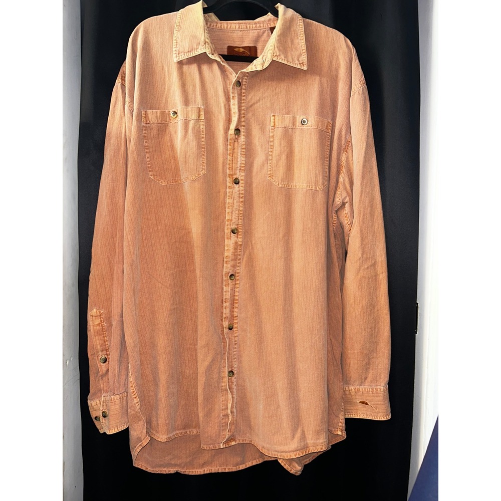 Bob Timberlake Mens 2XLT Terracotta Orange Textured Cotton Button Down Shirt